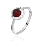 Кольцо 484-1, Серебро 925, Родирование, Янтарь-Вишневый