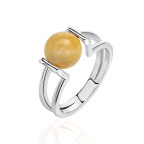 Кольцо 081-2, Серебро 925, Серебрение, Янтарь-Матовый