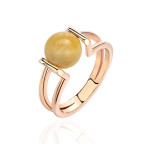 Кольцо 081-2, Серебро 925, Позолота, Янтарь-Матовый