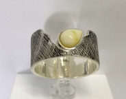 Кольцо 447-4, Серебро 925, Серебрение,чернение, Янтарь-Матовый