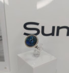 Кольцо 565-1, Серебро 925, Серебрение, Янтарь-Синий