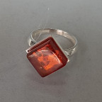 Кольцо 242-1, Серебро 925, Серебрение, Янтарь-Коньячный