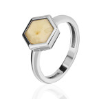 Кольцо 356-4, Серебро 925, Серебрение, Янтарь-Матовый