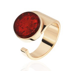 Кольцо 531-1, Серебро 925, Позолота, Янтарь-Красный