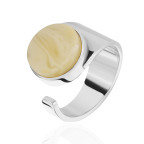 Кольцо 531-1, Серебро 925, Серебрение, Янтарь-Матовый