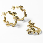 Кольцо 085-1, Серебро 925, Позолота, Янтарь-Зеленый