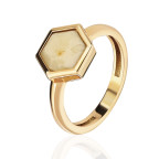 Кольцо 356-4, Серебро 925, Позолота, Янтарь-Матовый