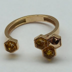 Кольцо 507-2, Серебро 925, Позолота, Янтарь-Медовый