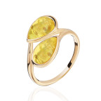 Кольцо 426-1, Серебро 925, Позолота, Янтарь-Лимонный
