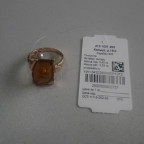 Кольцо 100-1, Серебро 925, Позолота, Янтарь-Коньячный