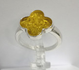 Кольцо 570-1, Серебро 925, Серебрение, Янтарь-Лимонный