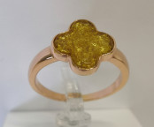 Кольцо 570-1, Серебро 925, Позолота, Янтарь-Лимонный