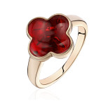 Кольцо 570-1, Серебро 925, Позолота, Янтарь-Красный