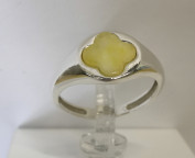 Кольцо 570-2, Серебро 925, Серебрение, Янтарь-Матовый