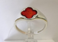 Кольцо 570-2, Серебро 925, Серебрение, Янтарь-Красный