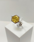 Кольцо 356-2, Серебро 925, Серебрение, Янтарь-Лимонный