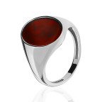 Кольцо 368-1, Серебро 925, Родирование, Янтарь-Вишневый