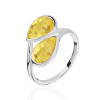 Кольцо 426-1, Серебро 925, Серебрение, Янтарь-Лимонный
