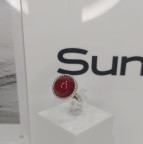 Кольцо 565-1, Серебро 925, Серебрение, Янтарь-Красный