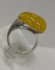 Кольцо 439-1, Серебро 925, Серебрение, Янтарь-Лимонный