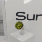 Кольцо 565-1, Серебро 925, Серебрение, Янтарь-Изумрудный