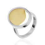 Кольцо 274-1, Серебро 925, Серебрение, Янтарь-Матовый