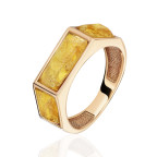Кольцо 357-1, Серебро 925, Позолота, Янтарь-Лимонный