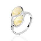 Кольцо 426-1, Серебро 925, Серебрение, Янтарь-Матовый