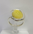 Кольцо 249-2, Серебро 925, Серебрение, Янтарь-Матовый