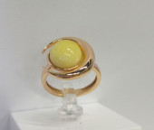 Кольцо 249-2, Серебро 925, Позолота, Янтарь-Матовый
