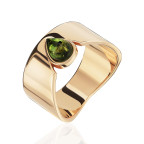 Кольцо 447-1, Серебро 925, Позолота, Янтарь-Изумрудный