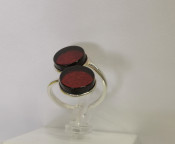 Кольцо 052-2, Серебро 925, Серебрение, Янтарь-Вишневый