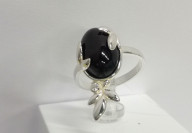 Кольцо 071-2, Серебро 925, Серебрение, Янтарь-Вишневый+Фианиты