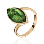 Кольцо 381-1, Серебро 925, Позолота, Янтарь-Изумрудный