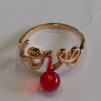 Кольцо 232-2, Серебро 925, Позолота, Янтарь-Красный