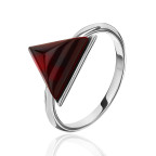 Кольцо 233-1, Серебро 925, Серебрение, Янтарь-Вишневый