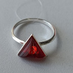 Кольцо 233-1, Серебро 925, Серебрение, Янтарь-Красный