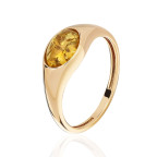 Кольцо 510-1, Серебро 925, Позолота, Янтарь-Лимонный