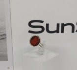 Кольцо 554-2, Серебро 925, Серебрение, Янтарь-Вишневый