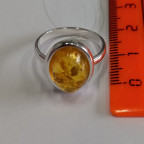 Кольцо 280-1, Серебро 925, Серебрение, Янтарь-Лимонный