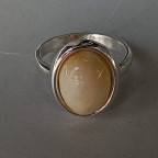 Кольцо 280-1, Серебро 925, Серебрение, Янтарь-Матовый