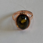 Кольцо 280-1, Серебро 925, Позолота, Янтарь-Зеленый