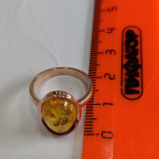 Кольцо 279-1, Серебро 925, Позолота, Янтарь-Лимонный