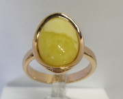 Кольцо 279-1, Серебро 925, Позолота, Янтарь-Матовый