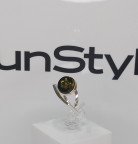 Кольцо 487-1, Серебро 925, Серебрение, Янтарь-Зеленый