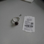 Кольцо 073-1, Серебро 925, Серебрение, Янтарь-Вишневый