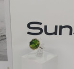 Кольцо 554-2, Серебро 925, Серебрение, Янтарь-Изумрудный