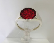 Кольцо 281-2, Серебро 925, Серебрение, Янтарь-Красный