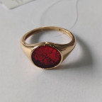 Кольцо 281-2, Серебро 925, Позолота, Янтарь-Красный