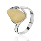 Кольцо 018-1, Серебро 925, Родирование, Янтарь-Матовый